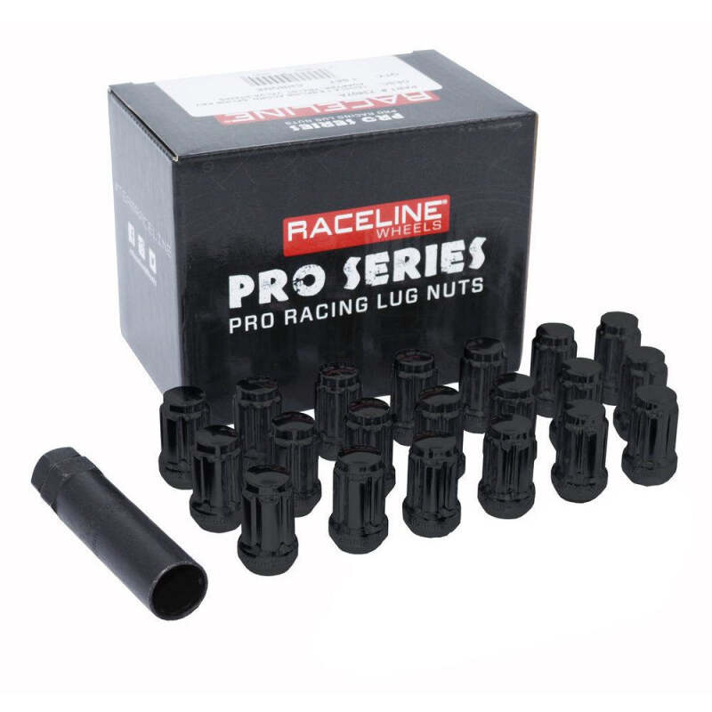Raceline L73804BKA6NV 1/2in Spline Black Lug Nuts (24 Pack)