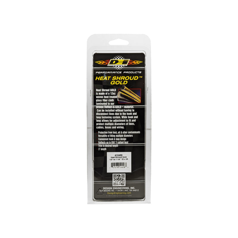 DEI 10458 Heat Shroud 1/2in to 1-1/4in I.D. x 3ft - Gold