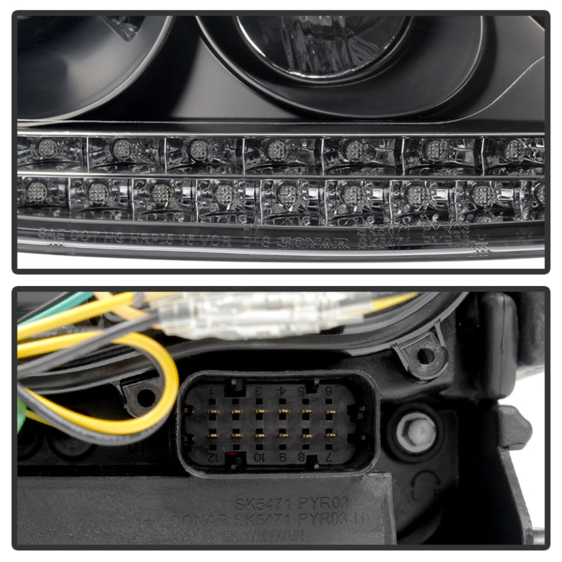 Spyder 5080967 fits Porsche 03-06 Cayenne Projector Xenon/HID Model- DRL LED Bl