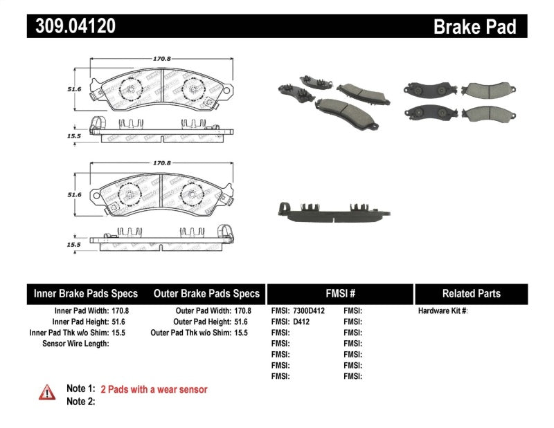 Stoptech 309.0412 Performance Brake Pads