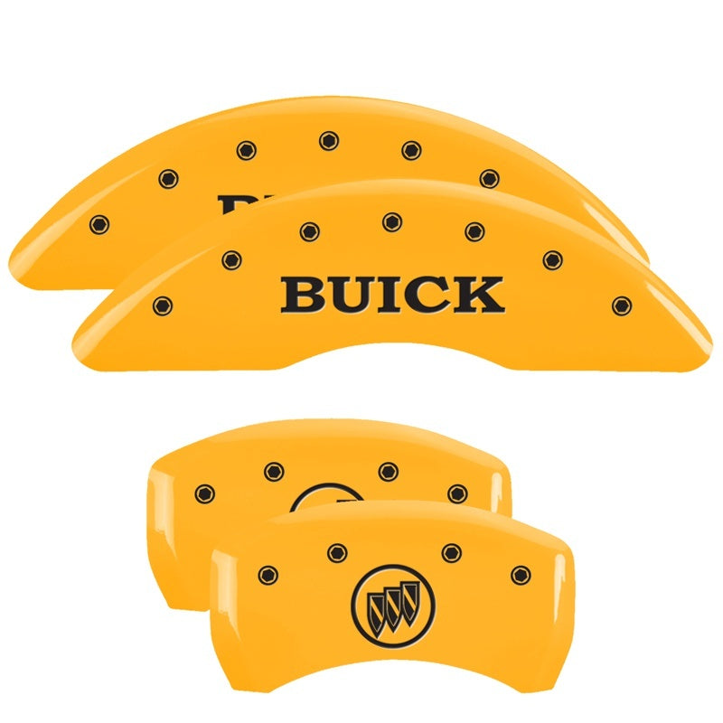 MGP 49013SBSHYL 4 Caliper Covers Engraved Front Buick Rear Yellow Finish Black C