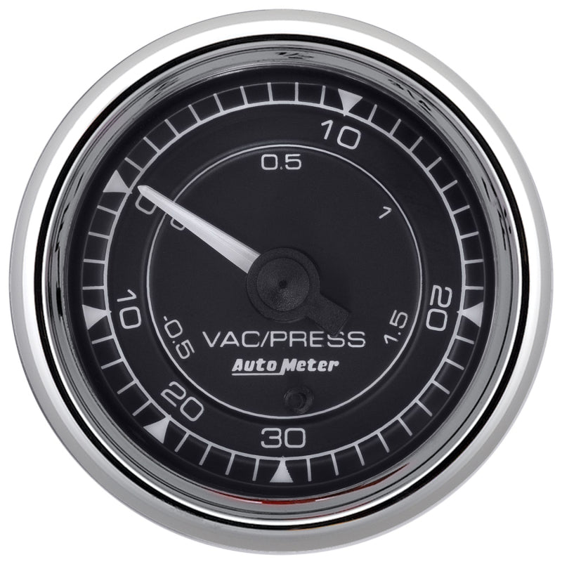 AutoMeter 9759 AutoMeter Chrono 2-1/16in 30in HG/30PSI Digital Stepper Motor Vaccum/Boost Gauge - Chrome