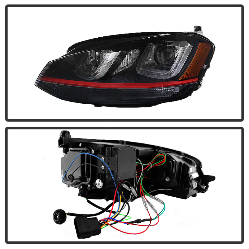 Spyder 5080592 fits Volkswagen 14-16 Golf VII Projector Headlights DRL LED Red