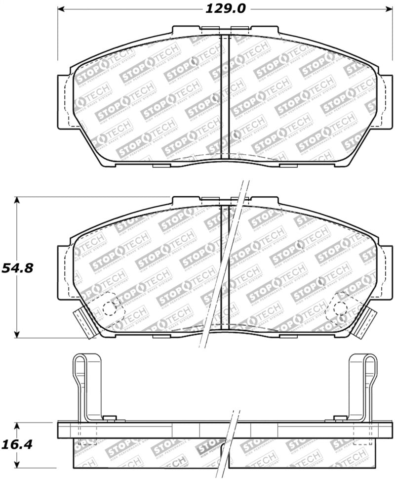 Stoptech 308.0617 Street Touring 93-95 fits Honda Civic Coupe Front Brake Pads