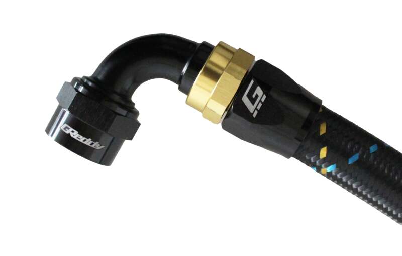 GReddy 12801290 AN12 90 DEGREE HOSE END SWIVEL BLACK/GOLD ANODIZED