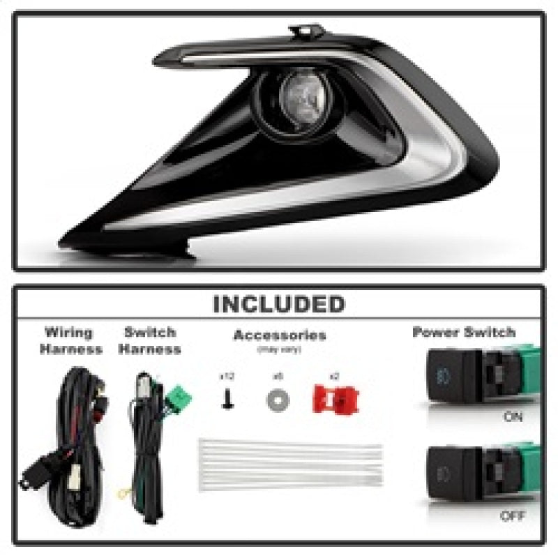 SPYDER 9054280 23-24 fits Toyota Corolla Hatchback OEM Full Fog Lights w/Switch - Clear (FL-TCOC2023-HB-LED-C)