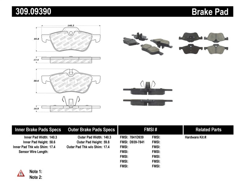 Stoptech 309.0939 Performance 02-06 Mini Front Brake Pads