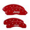 MGP 42019SJEPRD 4 Caliper Covers Engraved Front & Rear fits Jeep Red Finish Silv