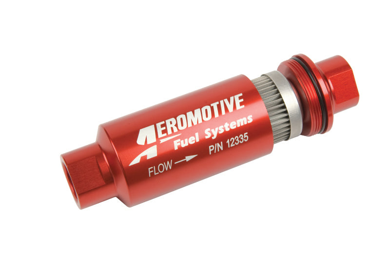 Aeromotive 12335 In-Line Filter - AN-10 size - 40 Micron SS Element - Red Anodi