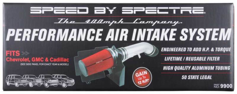 Spectre 9900 99-07 fits GM Truck V8-4.8/5.3/6.0L F/I Air Intake Kit - Clear Anodized w/Red Filter