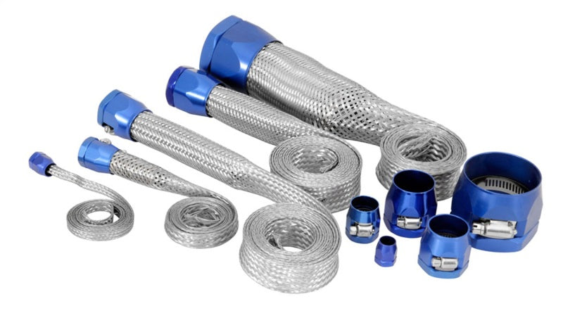 Spectre 7496 MagnaBraid 304SS Braided Sleeving Kit - Blue End Caps