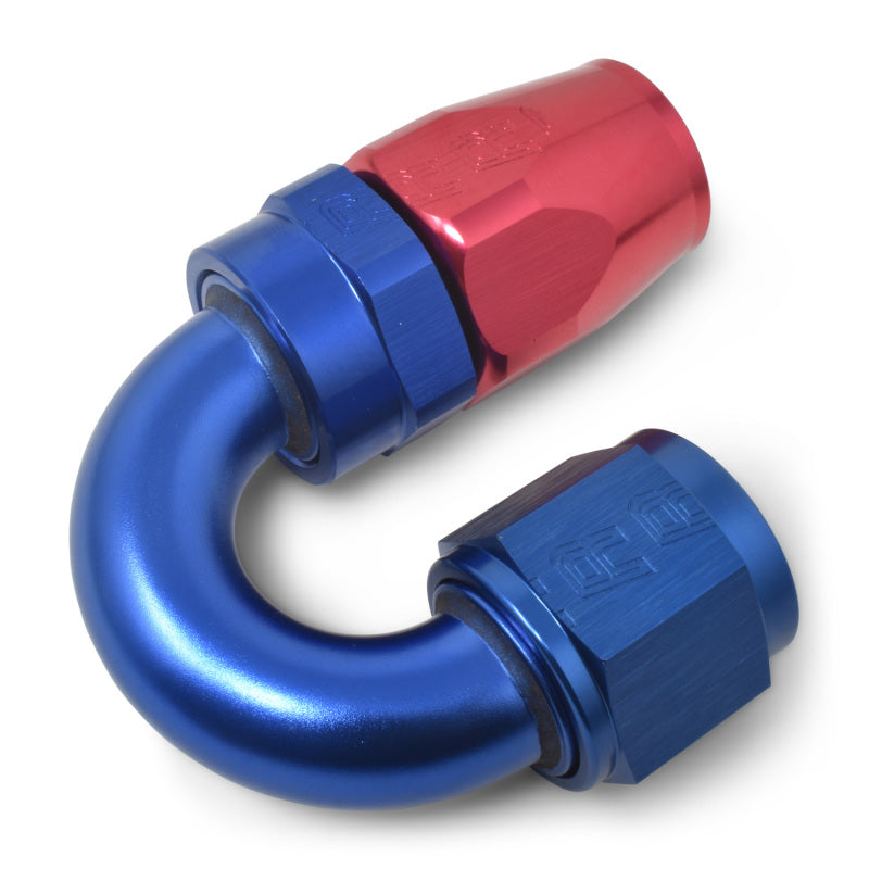 Russell 613510 Performance -8 AN Red/Blue 180 Degree Full Flow Swivel Hose End (With 3/4in Radius)