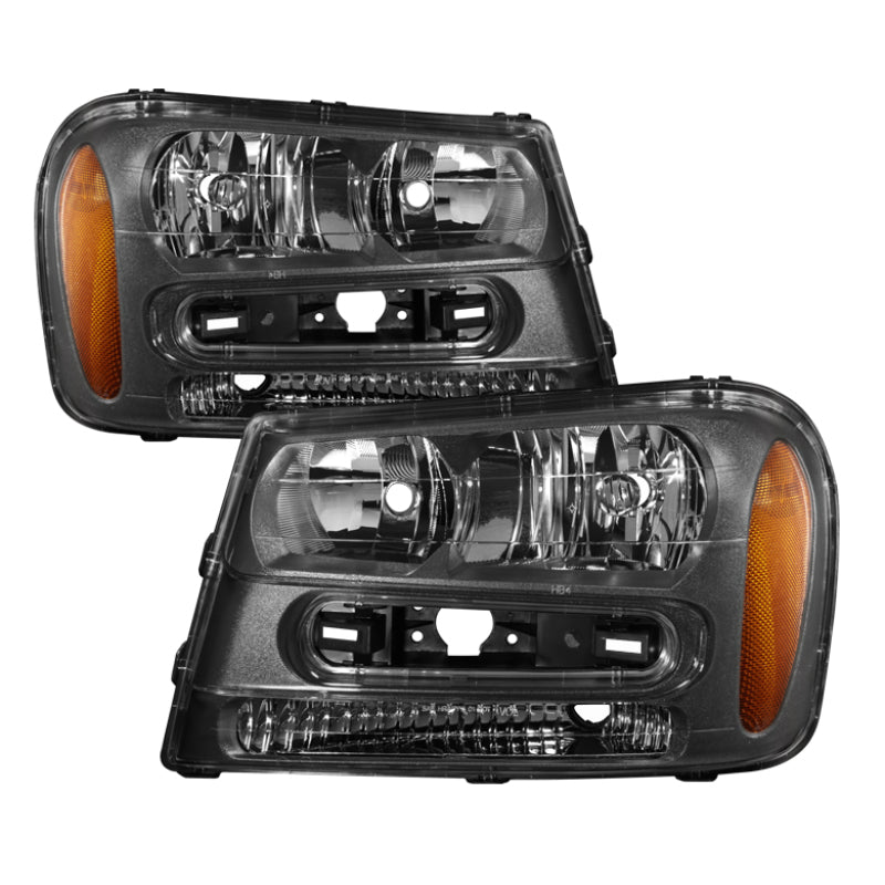9023538 Xtune fits Chevy 02-09 Trailblazer Crystal Headlights Black HD-JH-CTB0