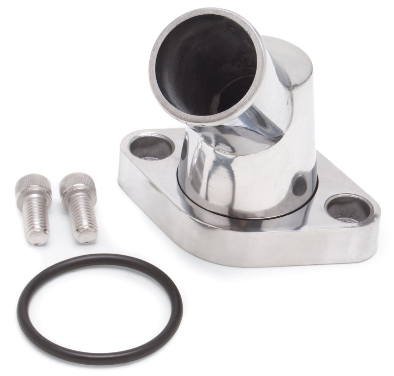 Edelbrock 4817 Waterneck fits SBC/BBC 45-Degree Two-Piece Cast Swivel Polished