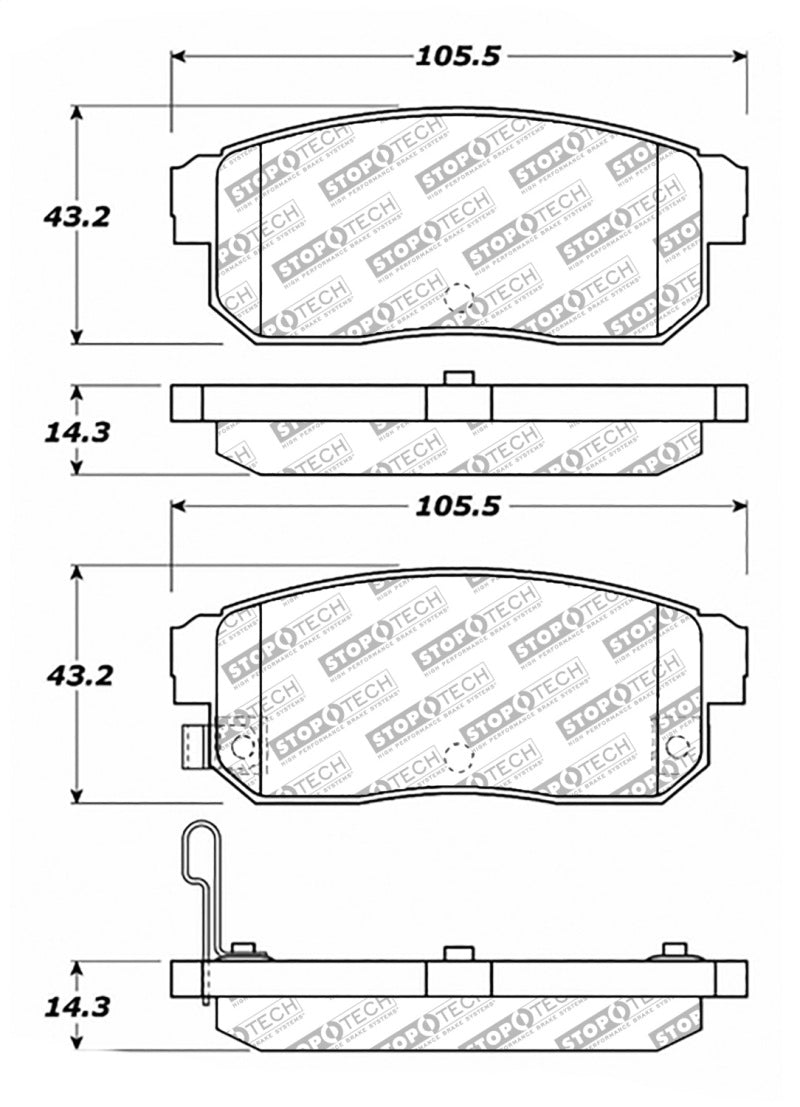 Stoptech 305.1008 04-11 Mazda RX-8 Street Select Rear Brake Pads
