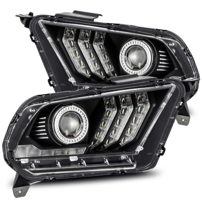 AlphaRex 880115 fits Ford 10-12 Mustang LUXX LED Proj Headlights Plank Style Bl