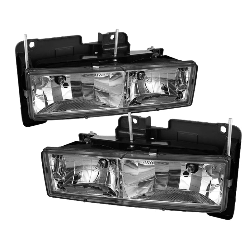 Xtune 5064387 fits Chevy 88-98 Suburban Crystal Headlights Chrome HD-JH-CCK88-C
