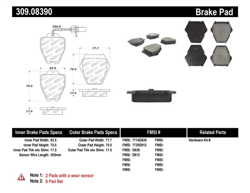 Stoptech 309.0839 Performance Brake Pads