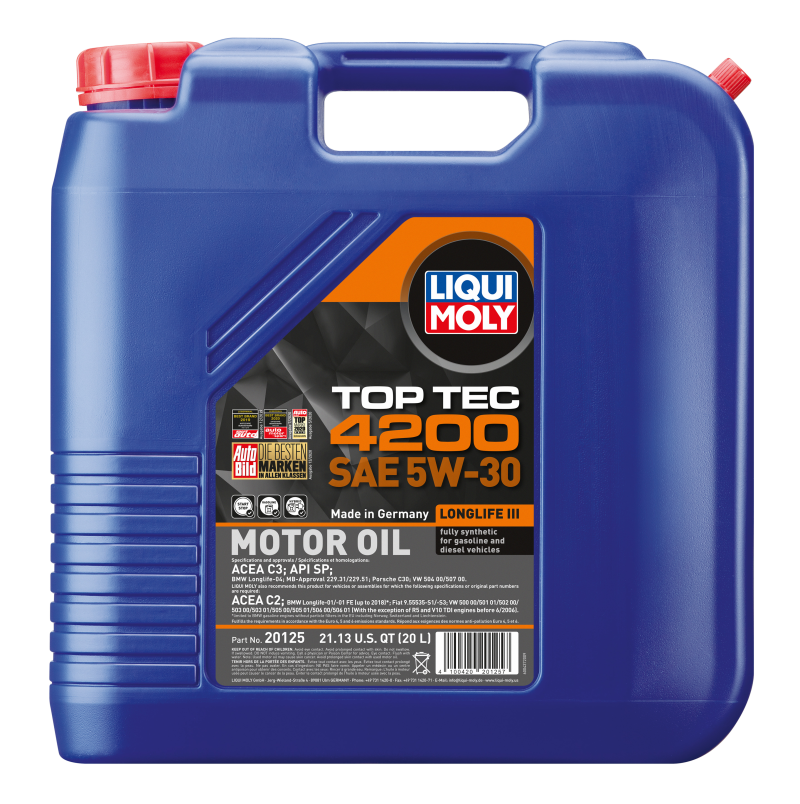LIQUI MOLY 20125 20L Top Tec 4200 New Generation Motor Oil SAE 5W30