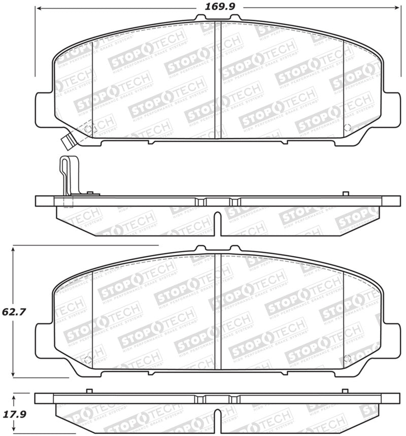 Stoptech 309.1286 Sport Brake Pads w/Shims and Hardware - Rear