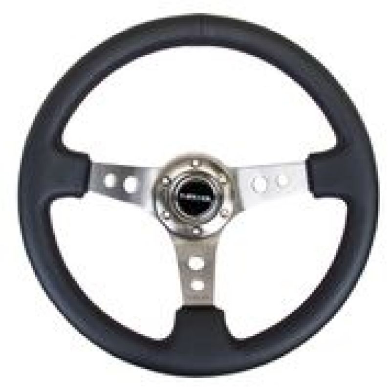 NRG RST-006GM RST-006GM Reinforced Steering Wheel Blk Leather w/Gunmetal Circle