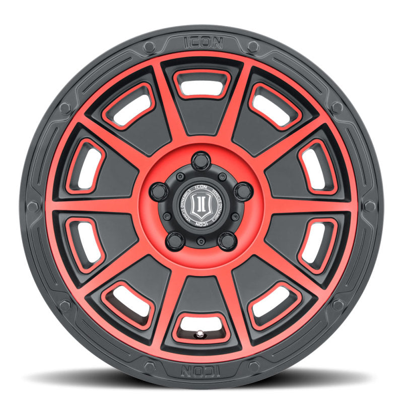ICON 3017857345SBRT fits Victory 17x8.5 5x5 -6mm Offset 4.5in BS Satin Black w/Red Tint Wheel