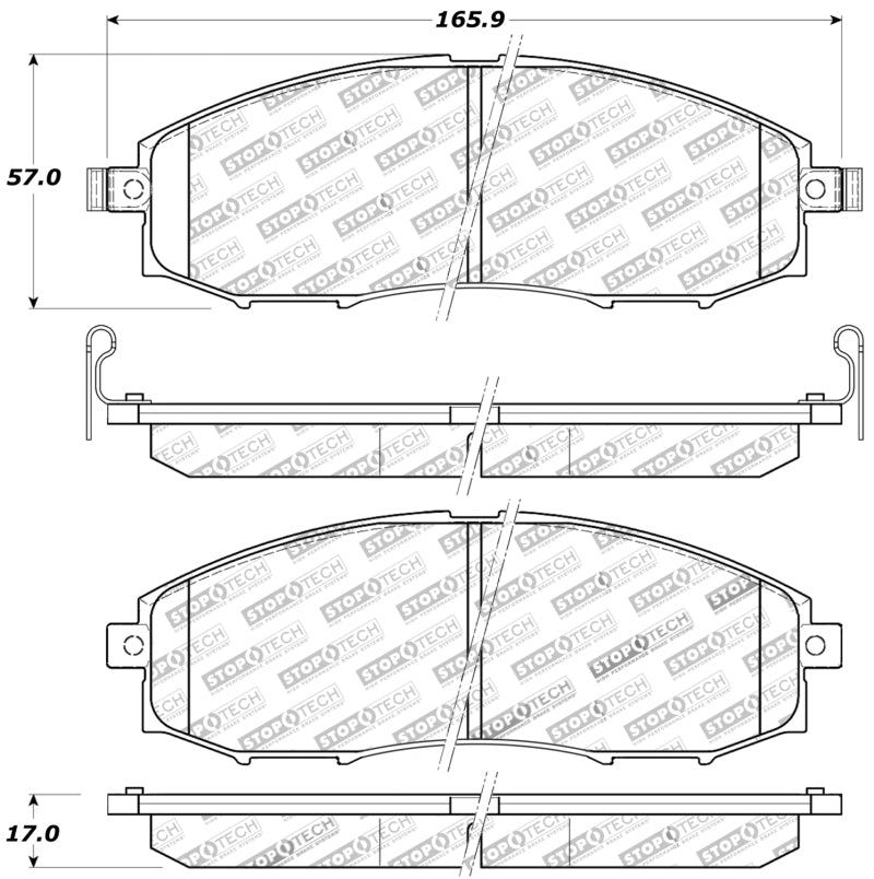 Stoptech 309.083 Sport Brake Pads w/Shims and Hardware - Front