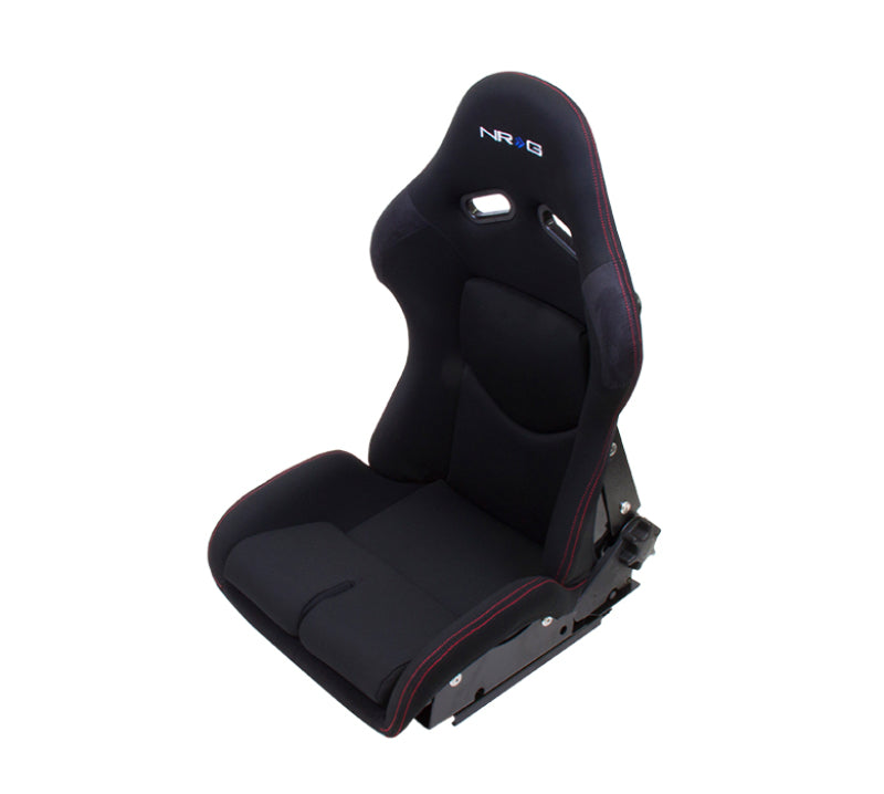 NRG RSC-400BK FRP Bucket Seat - Reclinable (Black Cloth w/Red Stiting)