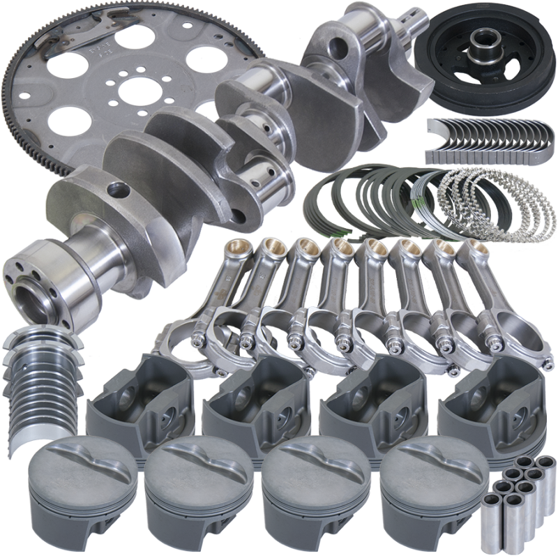 Eagle B13006L03053 fits Chevy 350 1Pc 3.750in Crank 5.700in I-Beam Rods 4.030in Pistons 153 Tooth FP Balanced Assembly