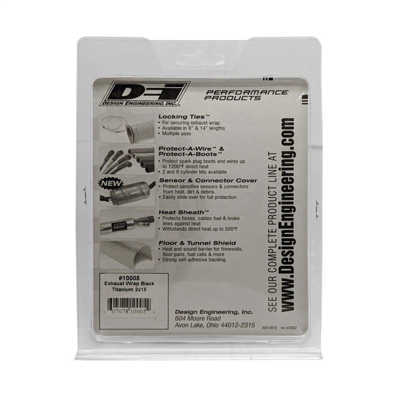 DEI 10005 Exhaust Wrap 2in x 15ft - Titanium - Black