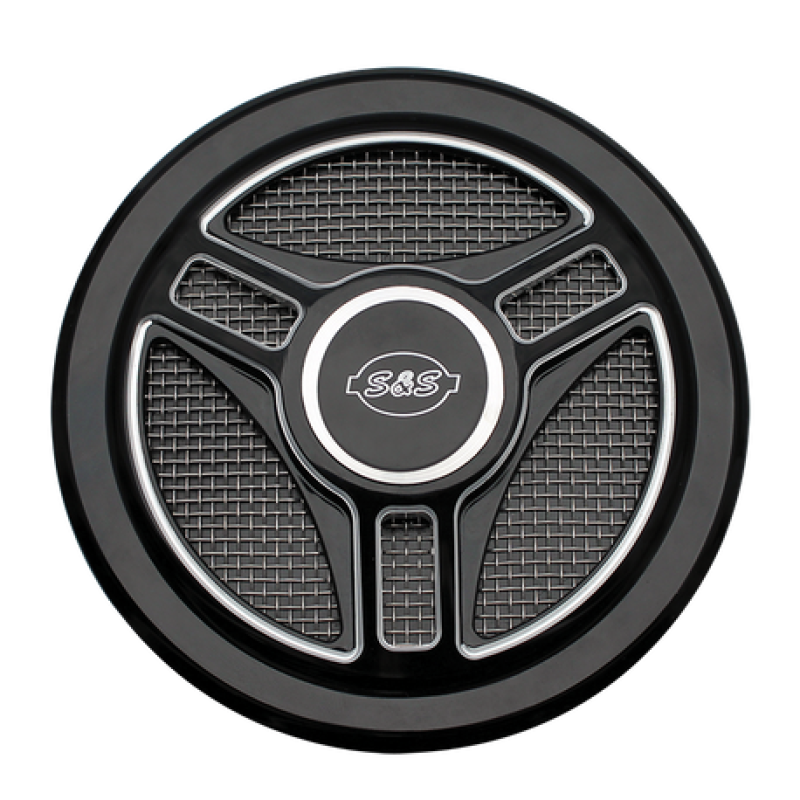 S&S 170-0210 Cycle Stealth Applications Tri-Spoke Air Cleaner Cover w/ Machined