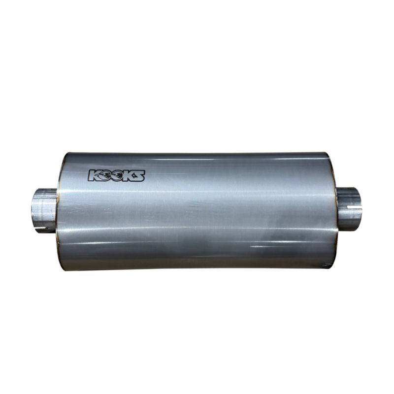 Kooks 3in Oval Clamp In Center/Center Muffler 18in Long Body Polished Stainless Steel