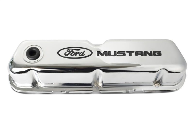 Ford Racing 302-100 Racing Ford fits Mustang Logo Stamped Steel Chrome Valve Covers