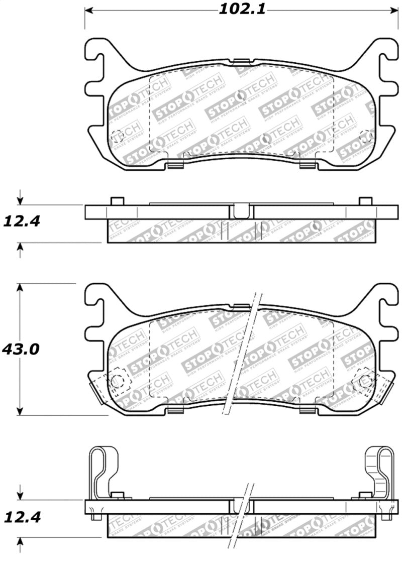 Stoptech 308.0636 Street Touring 94-97/99-05 Miata w/ Normal Suspension Rear Brake Pads D636