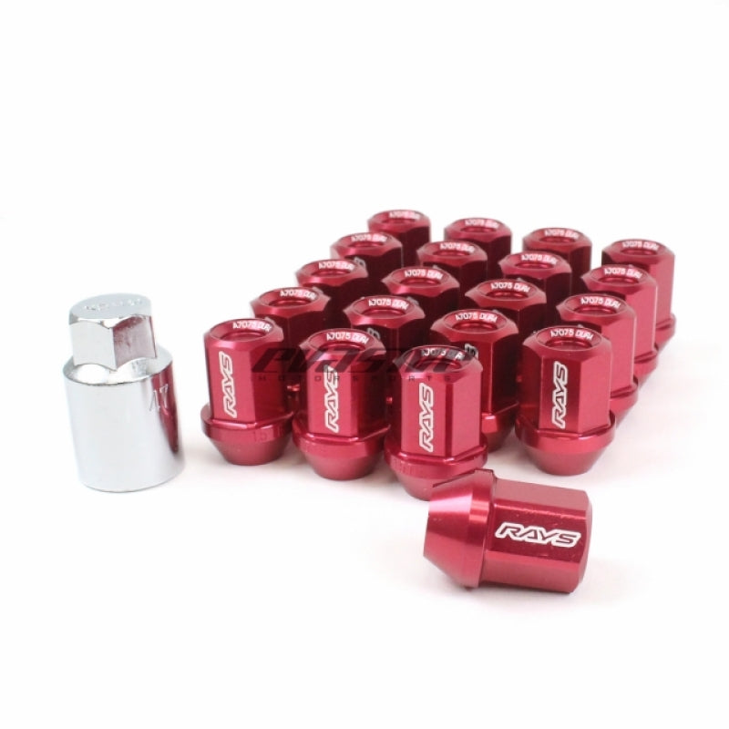 Rays WDURA3212150R Dura-Nut L32 Straight Type 12x1.50 Lug Nut Set 16 Lug 4 Lock Set - Red