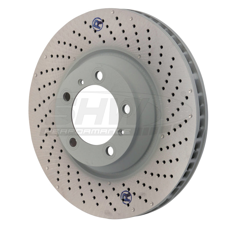 SHW Performance PFR31004 SHW 07-13 fits Porsche 911 Turbo w/o Ceramic Brakes Right Front Drill-Dimp MB Brake Rotor (99735140601)