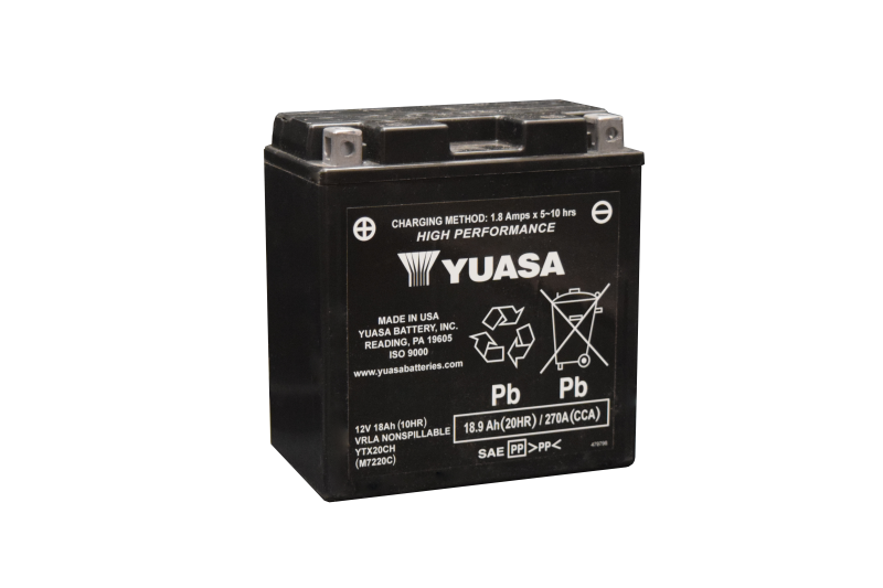 Yuasa YUAM7220C YTX20CH Maintenance Free AGM 12 Volt Battery