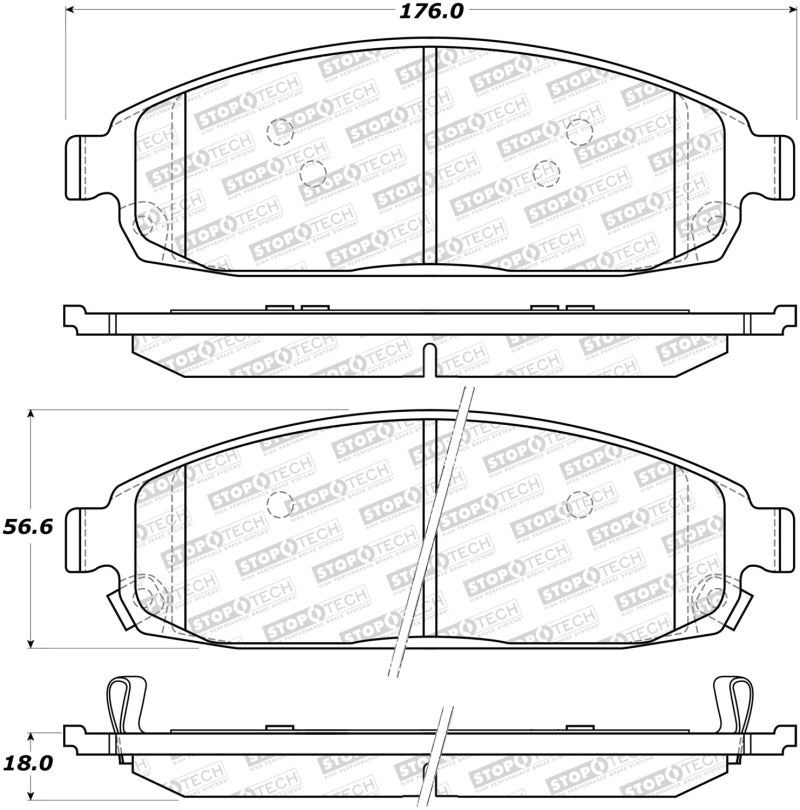 Stoptech 309.108 Sport Brake Pads w/Shims and Hardware - Rear
