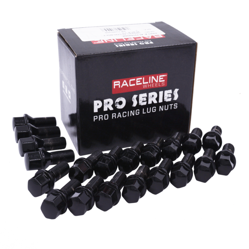 Raceline L791860BK 16x1.5 21mm Conical Seat Black Lug Bolts (Set of 20)