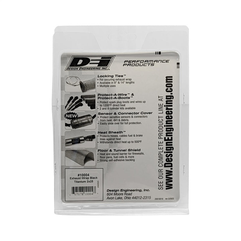 DEI 10004 Exhaust Wrap 2in x 25ft - Titanium - Black