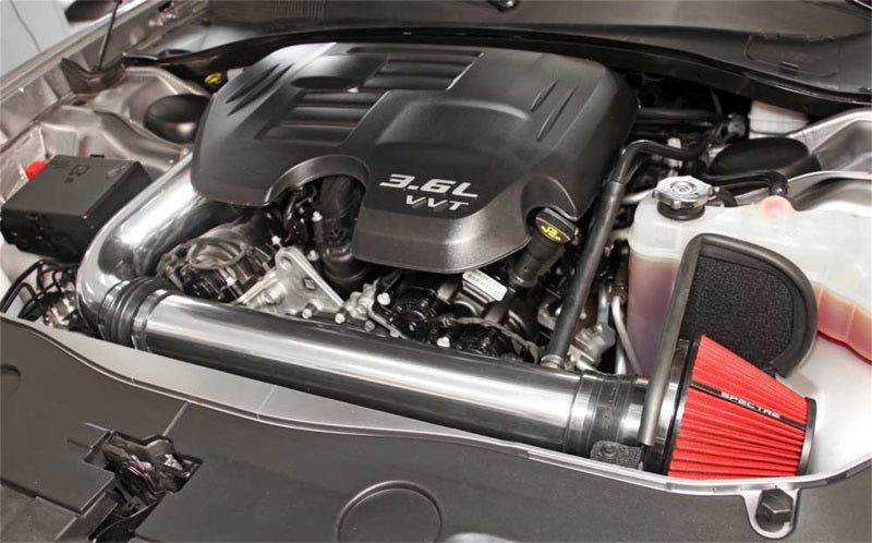 Spectre 9028 11-17 fits Challenger/Charger 3.6L Air Intake Kit - Polished w/Red Filter