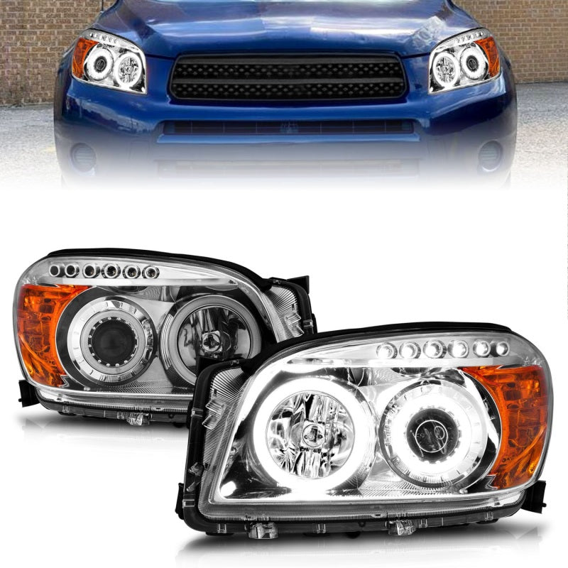 ANZO 111121 2008 fits Toyota 06-20 Rav4 Projector Headlights w/ Halo Chrome (CCFL)