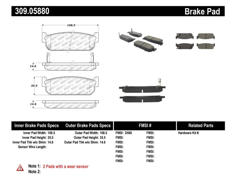 Stoptech 309.0588 Performance Brake Pads