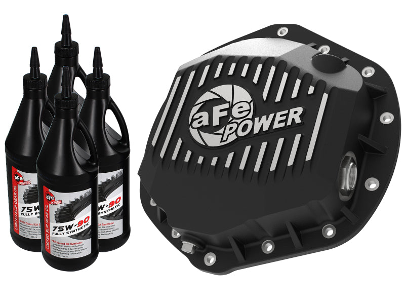 AFE 46-70392-WL Pro Series Rear Differential Cover Black w/Machined Fins & Gear