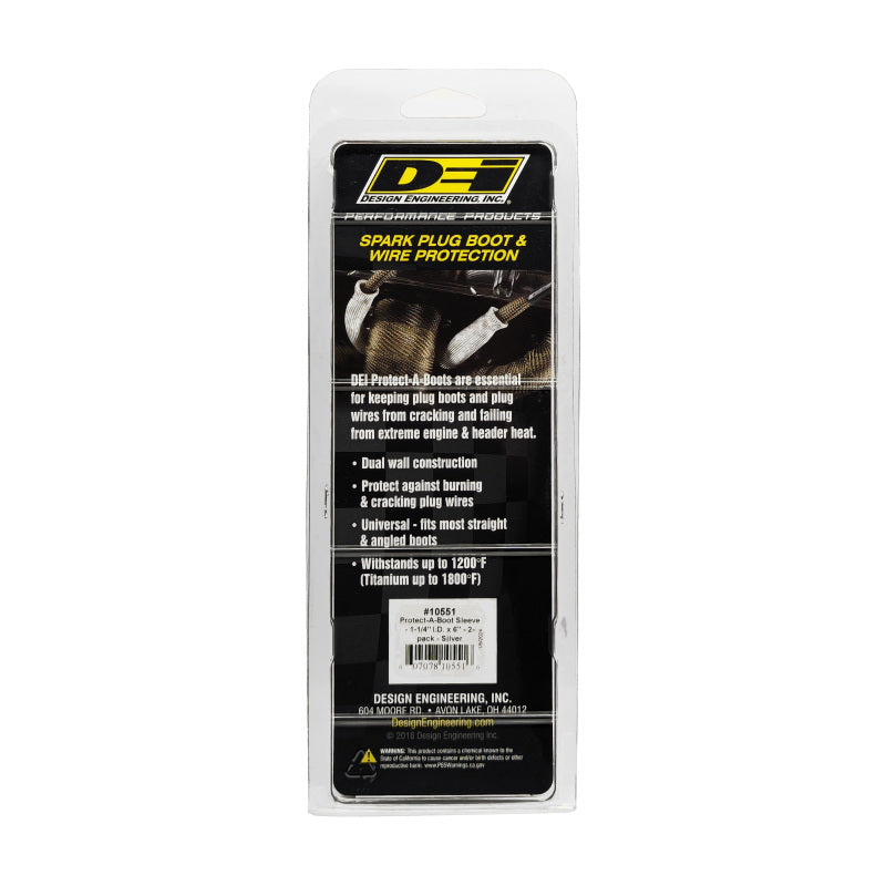 DEI 10551 Protect-A-Boot Sleeve - 1-1/4in I.D. x 6in - 2-pack - Silver