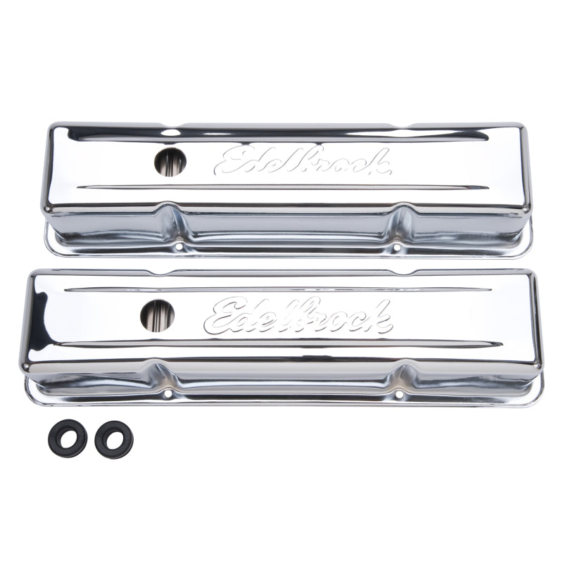 Edelbrock 4649 Valve Cover Signature Series fits Chevrolet 1959-1986 262-400 CI V8 Tall Chrome