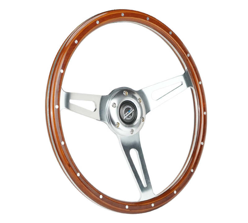 NRG RST-363SL RST-363SL Reinforced Steering Wheel Dark Wood Grain w/Chrome