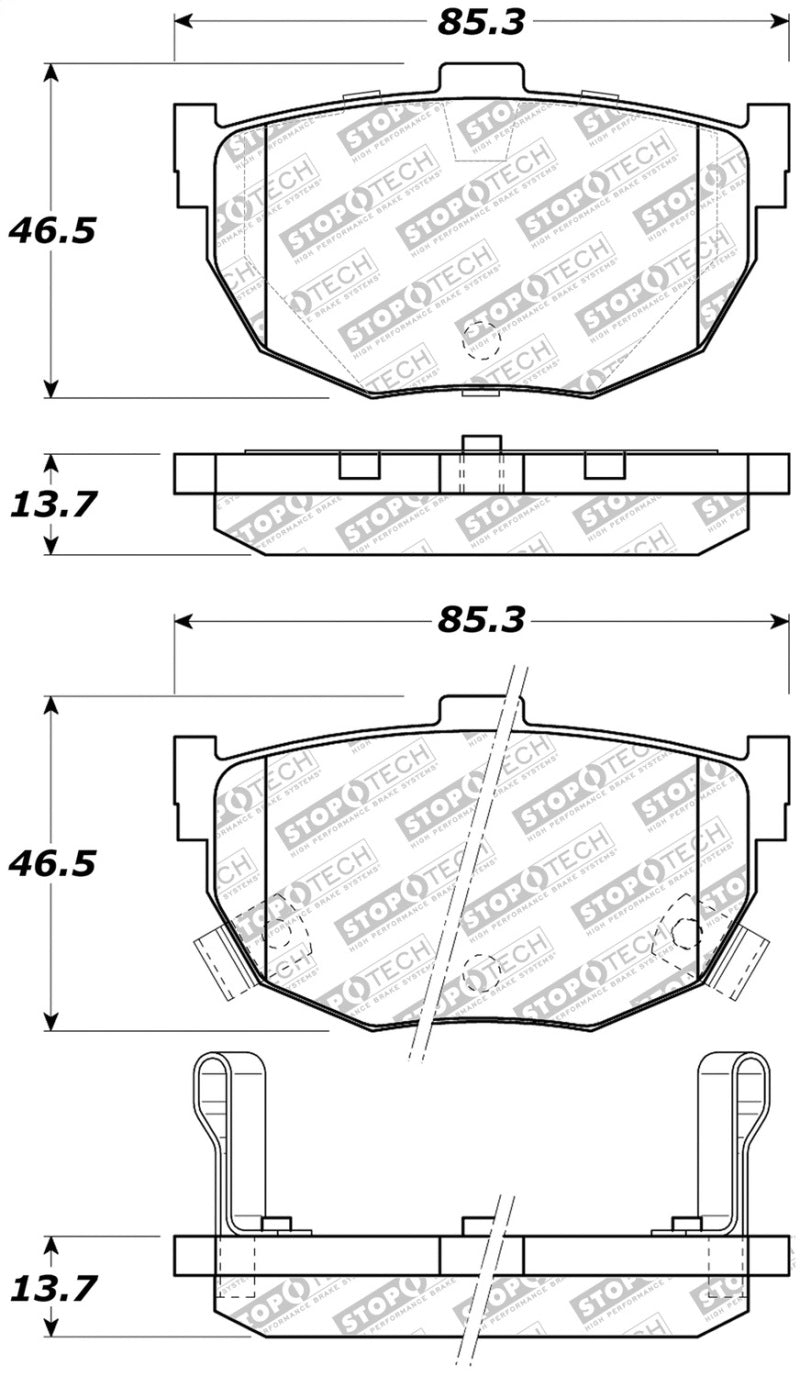 Stoptech 305.0323 Street Select Brake Pads - Rear