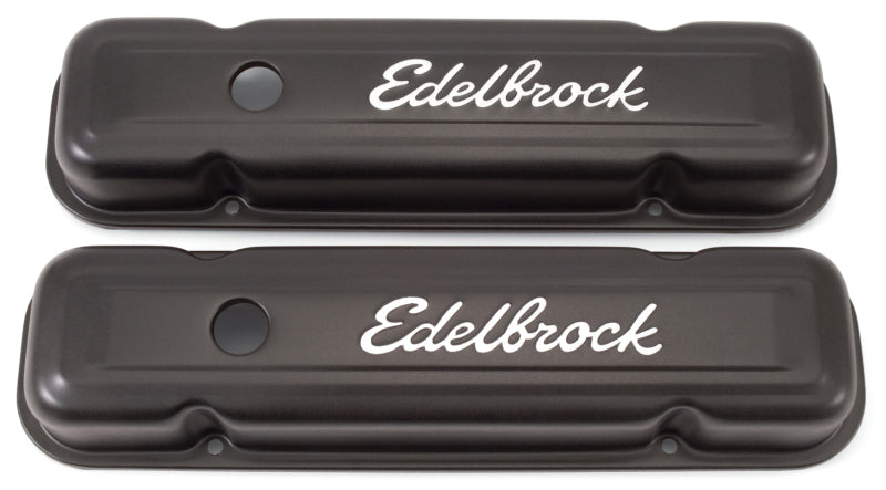 Edelbrock 4453 Valve Cover Signature Series fits Pontiac 1962-1979 301-455 CI V8 Low Black