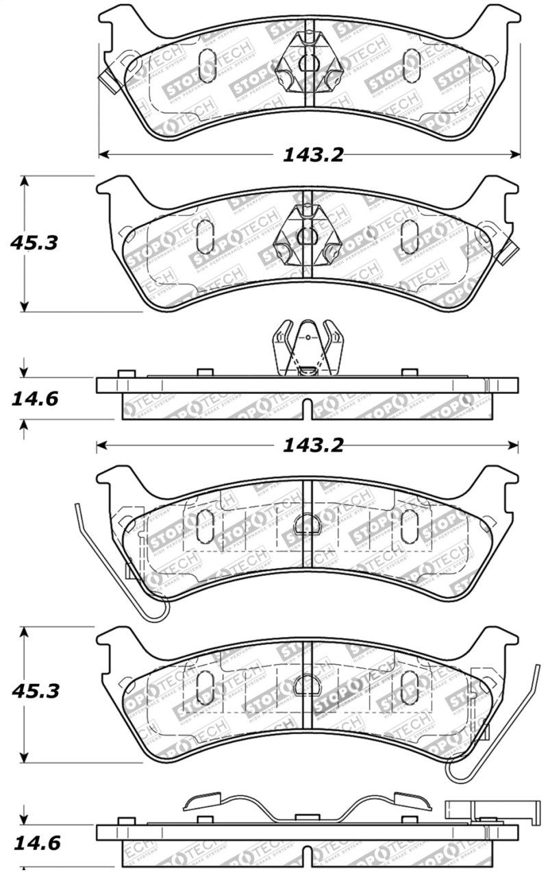 Stoptech 309.0666 Sport Brake Pads w/Shims and Hardware - Rear